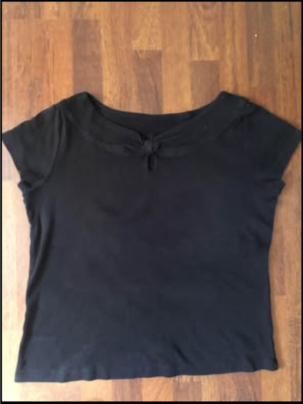 Key-hole neckline 100% cotton  Black Women's Short Sleeve  - Classic Scoop Neck
